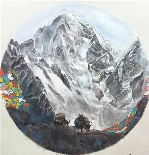 笔精墨妙大美雪山——评毛君周老师的青藏雪山画